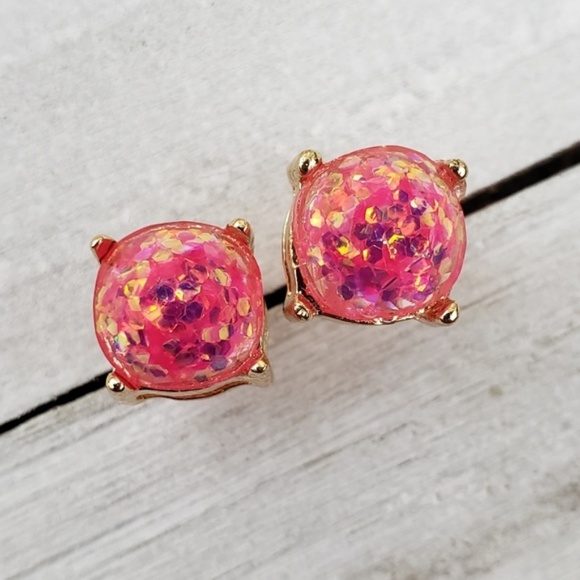 🌻 LAST ONE • Pink Glitter Earrings - Picture 2 of 3